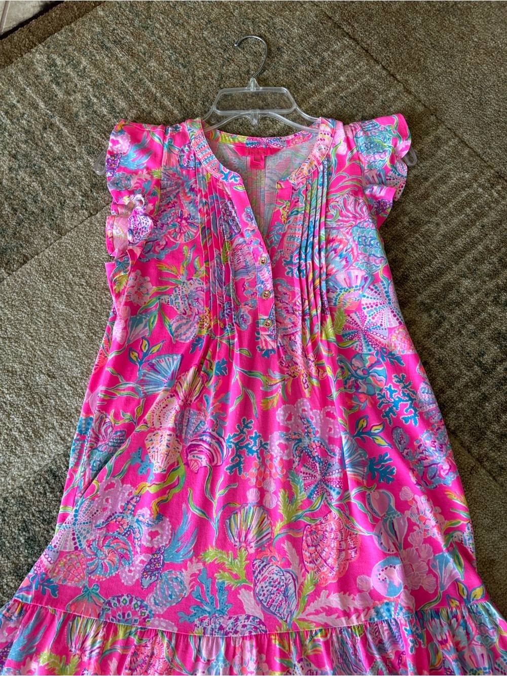 Lilly Pulitzer Pink Floral Golda Flutter-Sleeve Shift Dress - Picture 8 of 15